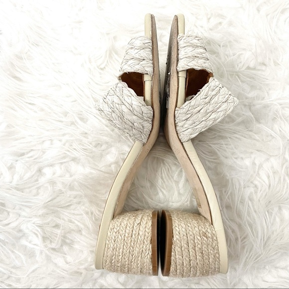 Andre Assous Ivory Cadyn Slip On Sandals block heel raffia jute open toe slides - Picture 6 of 10